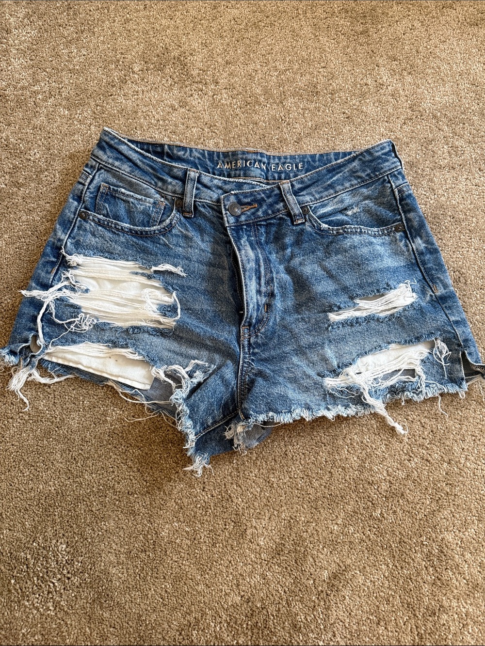 American Eagle Outfitters Distressed Blue Denim Cutoff Shorts
